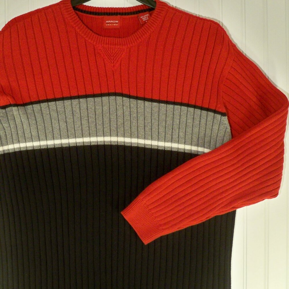 Arrow Ribbed Crewneck Sweater Men's L